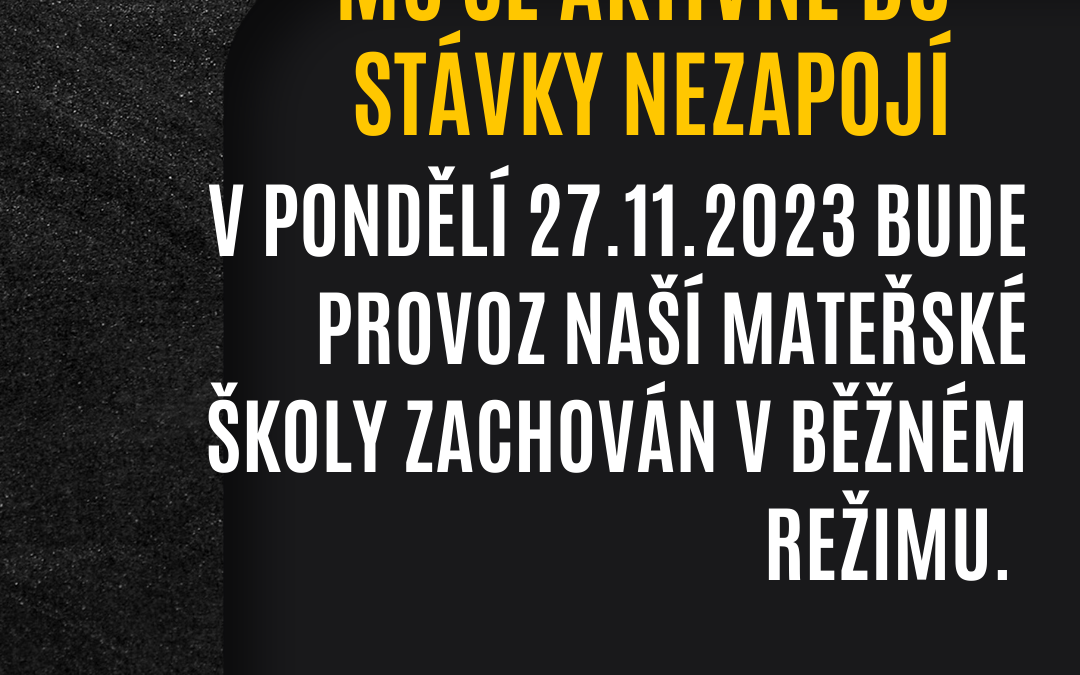 Informace k provozu dne 27.11.2023